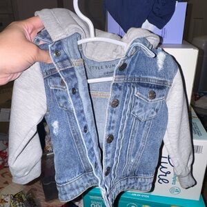 Little Bums Blue Denim Jacket with Gray Sleeves